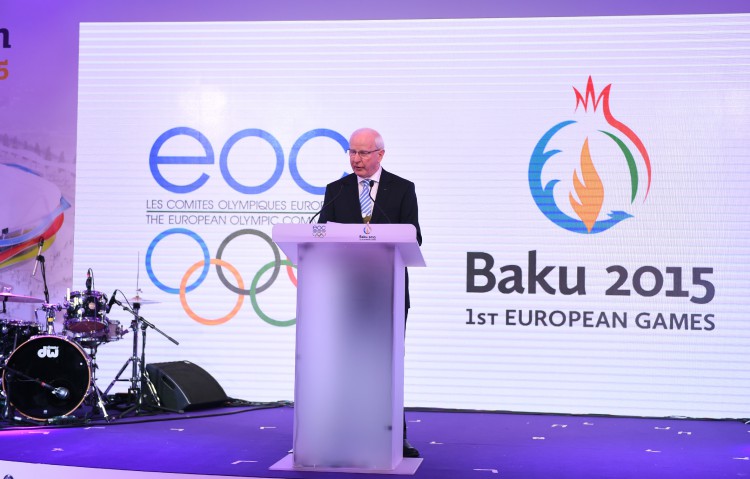 Azerbaijani president attends presentation of Baku-2015 First European Games in Davos (PHOTO)