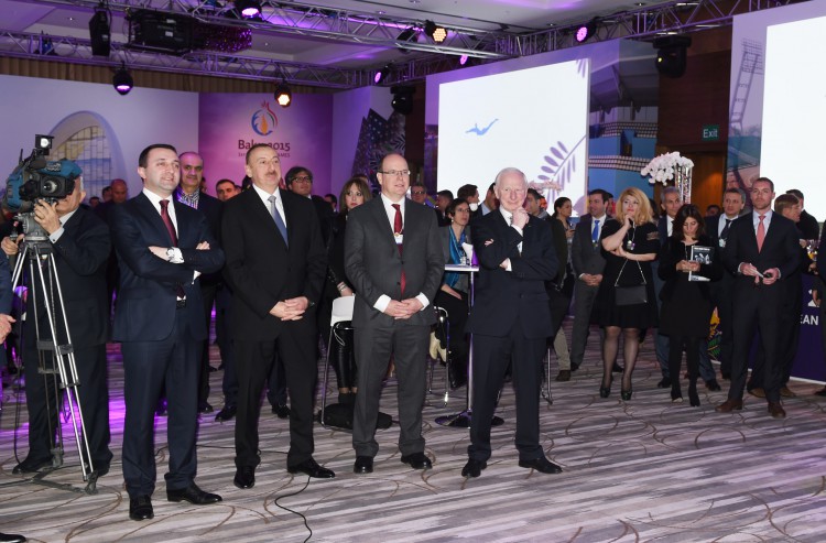 Azerbaijani president attends presentation of Baku-2015 First European Games in Davos (PHOTO)