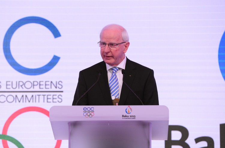 Azerbaijani president attends presentation of Baku-2015 First European Games in Davos (PHOTO)
