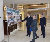 President Ilham Aliyev reviews progress of construction at Aghsaray hotel in Mingachevir