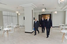 President Ilham Aliyev reviews progress of construction at Aghsaray hotel in Mingachevir