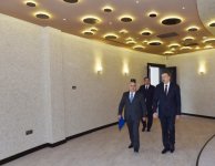 President Ilham Aliyev reviews progress of construction at Aghsaray hotel in Mingachevir