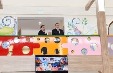 President Ilham Aliyev attends opening of kindergarten, construction of which was initiated by Heydar Aliyev Foundation in Mingachevir