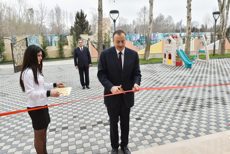 President Ilham Aliyev attends opening of kindergarten, construction of which was initiated by Heydar Aliyev Foundation in Mingachevir