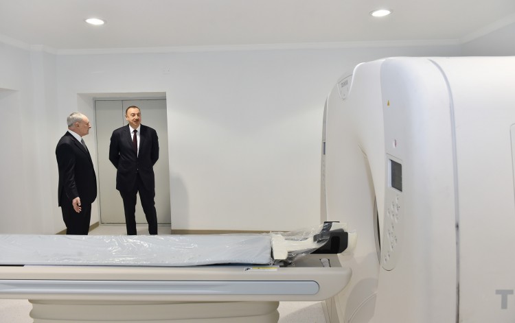 President Ilham Aliyev reviews reconstruction work at Mingachevir City Central Hospital