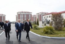 President Ilham Aliyev reviews newly-built residential complex for IDP families in Barda
