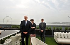 Azerbaijani president and his spouse attend opening of Inturist hotel