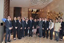Azerbaijani president and his spouse attend opening of Inturist hotel