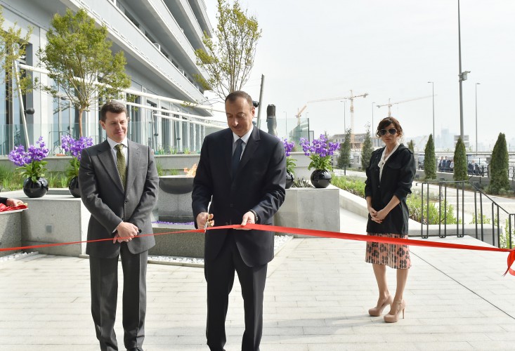 Azerbaijani president and his spouse attend opening of Inturist hotel