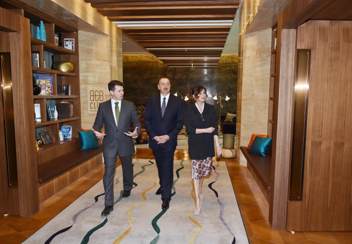 Azerbaijani president and his spouse attend opening of Inturist hotel