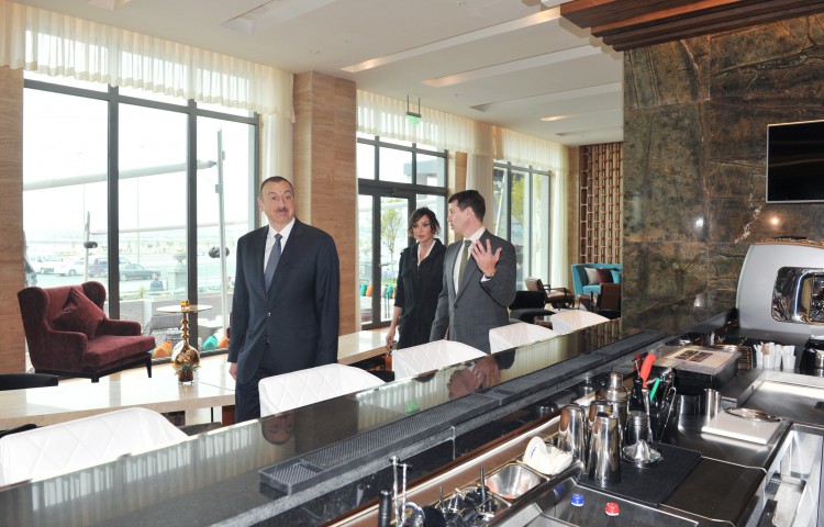 Azerbaijani president and his spouse attend opening of Inturist hotel