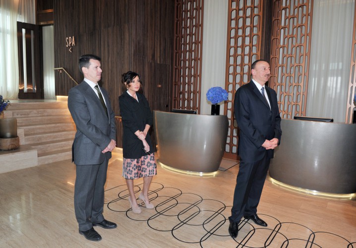 Azerbaijani president and his spouse attend opening of Inturist hotel