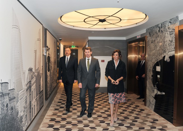 Azerbaijani president and his spouse attend opening of Inturist hotel