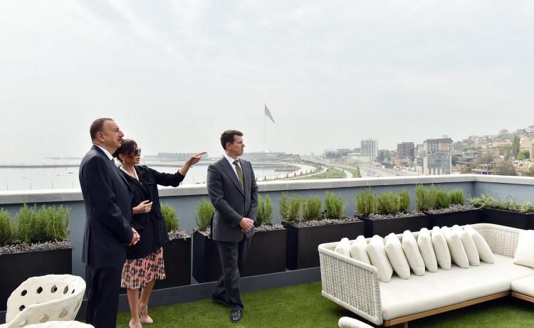 Azerbaijani president and his spouse attend opening of Inturist hotel