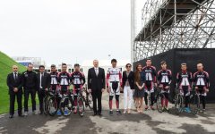 Azerbaijani president and his spouse attend opening of Bike Park (PHOTO)