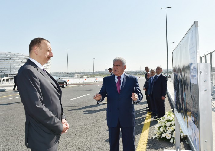 Ilham Aliyev attends opening of road and transport infrastructure built around Baku Olympic Stadium (PHOTO)