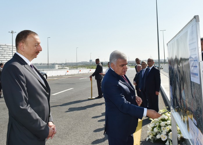Ilham Aliyev attends opening of road and transport infrastructure built around Baku Olympic Stadium (PHOTO)