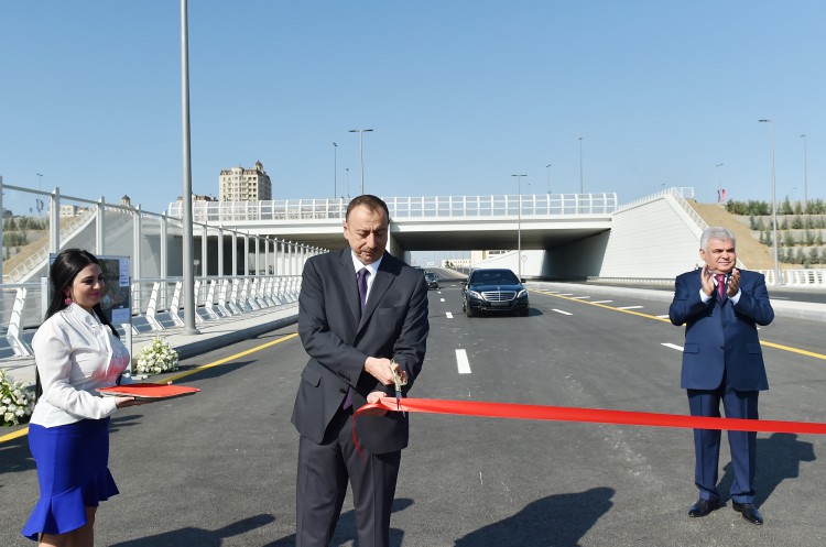 Ilham Aliyev attends opening of road and transport infrastructure built around Baku Olympic Stadium (PHOTO)
