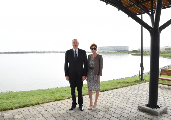 Azerbaijani president and his spouse attend opening of Boyukshor boulevard and park (PHOTO)