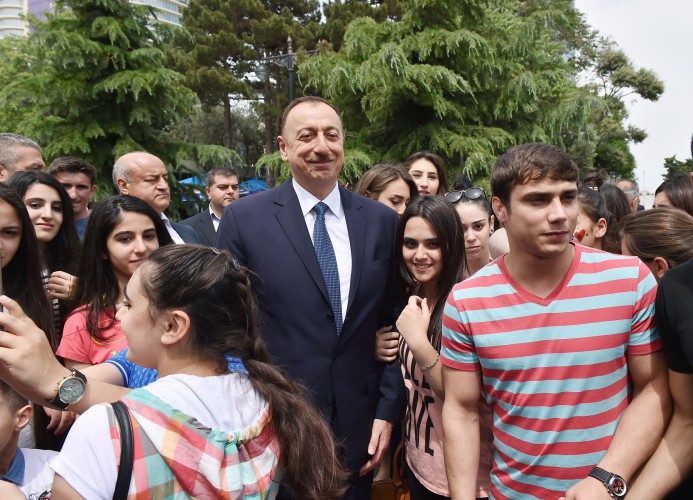 Azerbaijani president and his spouse attend opening of Baku White City boulevard