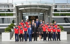 Ilham Aliyev, his spouse attend opening of administrative building of Azerbaijan Boxing Federation and  “Qafqaz Baku Sport Hotel”