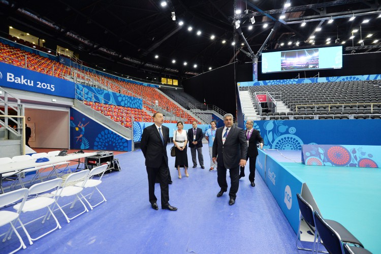 Ilham Aliyev, his spouse review Baku Crystal Hall that will host several competitions during First European Games (PHOTO)