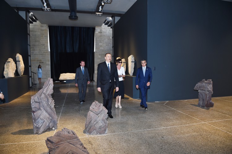 President Ilham Aliyev, his spouse review Stone Annals Museum in National Flag Square (PHOTO)