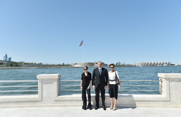 President Ilham Aliyev, his wife  attend opening of Bayil Boulevard
