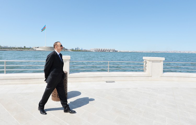 President Ilham Aliyev, his wife  attend opening of Bayil Boulevard