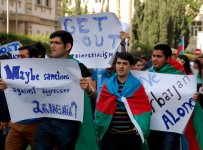 Azerbaijani youth hold protest action in front of EU Delegation building
