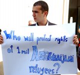 Azerbaijani youth hold protest action in front of EU Delegation building