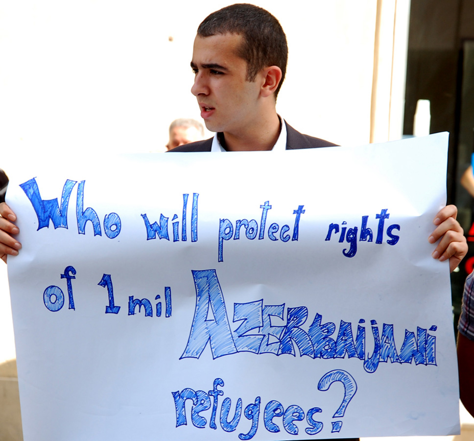 Azerbaijani youth hold protest action in front of EU Delegation building