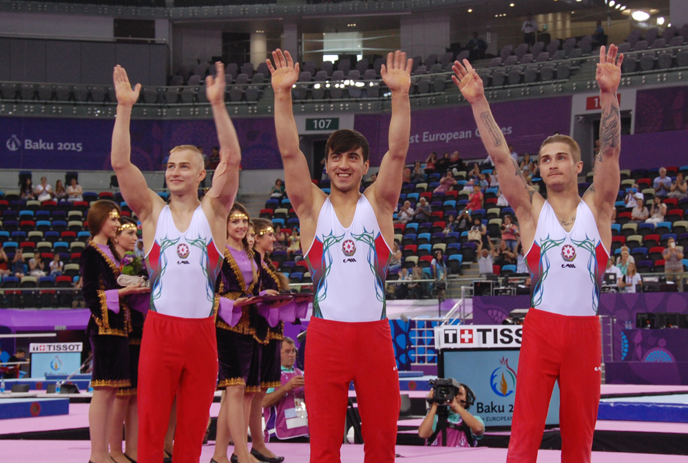 Awarding ceremony of Azerbaijani gymnasts who won bronze medals at European Games takes place (PHOTO) (VIDEO)