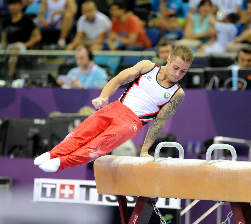 Baku 2015: Azerbaijani gymnast wins silver in pommel horse exercise (PHOTO)
