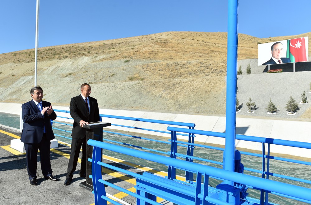 Azerbaijani president attends ceremony of water supply from Takhtakorpu-Jeyranbatan canal (PHOTO)