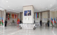 Azerbaijani president attends opening of Flag Square in Kurdamir district