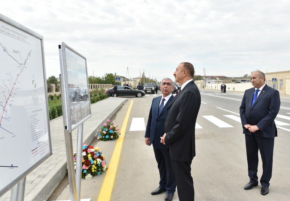 Azerbaijani president attends opening of Aghsu-Kurdamir highway