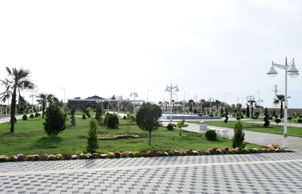 Azerbaijani president attends opening of Flag Square in Kurdamir district