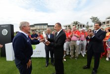Azerbaijani president, his spouse attend opening of school complex and Golf Club