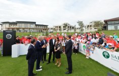 Azerbaijani president, his spouse attend opening of school complex and Golf Club