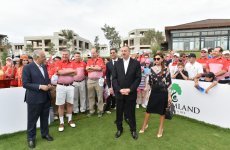 Azerbaijani president, his spouse attend opening of school complex and Golf Club
