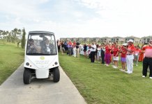 Azerbaijani president, his spouse attend opening of school complex and Golf Club