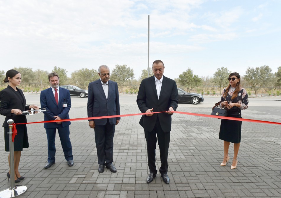 Azerbaijani president, his spouse attend opening of school complex and Golf Club