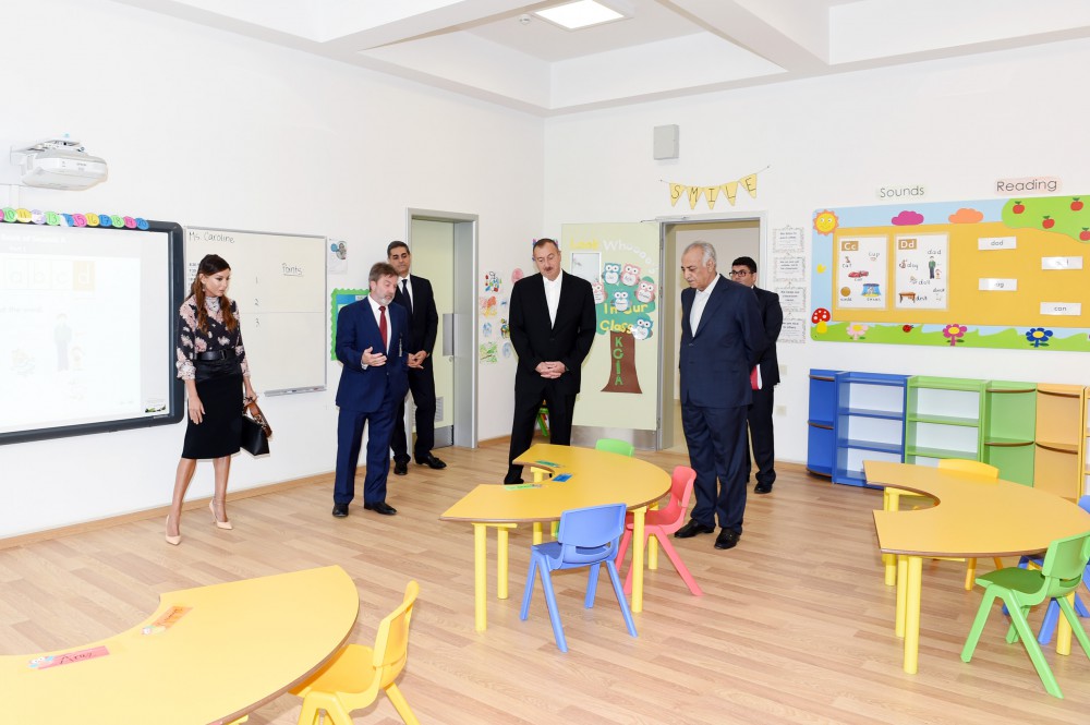 Azerbaijani president, his spouse attend opening of school complex and Golf Club