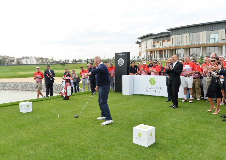 Azerbaijani president, his spouse attend opening of school complex and Golf Club
