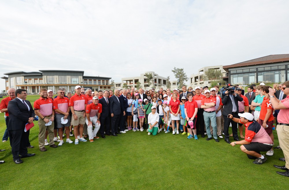 Azerbaijani president, his spouse attend opening of school complex and Golf Club