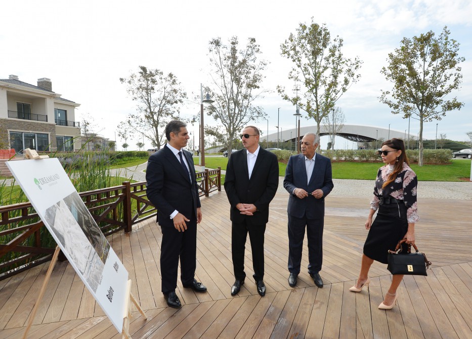 Azerbaijani president, his spouse attend opening of school complex and Golf Club