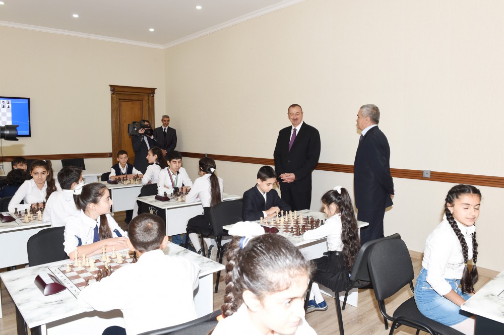 Ilham Aliyev attends opening of chess school in Goychay (PHOTO)