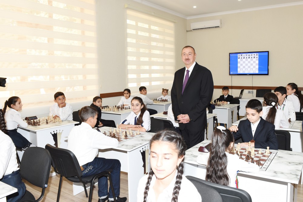 Ilham Aliyev attends opening of chess school in Goychay (PHOTO)