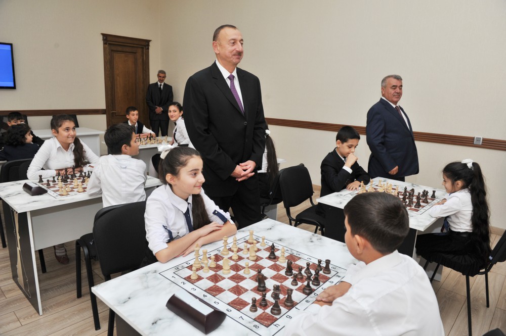 Ilham Aliyev attends opening of chess school in Goychay (PHOTO)